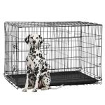 FDW Extra Large Dog Crate Dog Kennel Cage with Double Door,48 inch Folding Metal Wire Dog Cage with Removable Tray&Divider Panel,Pet Crate for Large Dogs,Black