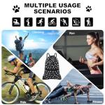 HOLYLUCK Drawstring Backpack Bag Sport Gym Sackpack (Black background white Dog Paw Prin)
