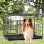 FDW Extra Large Dog Crate Dog Kennel Cage with Double Door,48 inch Folding Metal Wire Dog Cage with Removable Tray&Divider Panel,Pet Crate for Large Dogs,Black
