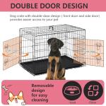 FDW Extra Large Dog Crate Dog Kennel Cage with Double Door,48 inch Folding Metal Wire Dog Cage with Removable Tray&Divider Panel,Pet Crate for Large Dogs,Black