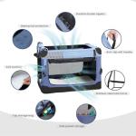 Gardner Pet Soft Collapsible Dog Crate - 30 Inch Portable Travel Dog Crate for Small/Medium Dogs Indoor & Outdoor, 3-Door Pet Crate with Durable Mesh Windows & Storage Bag, Blue