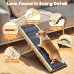 Pawaboo Foldable Dog Ramp, Small Dog Ramp for Couch Low Bed, 4 Adjustable Height from 13'' to 21", Stable Pet Steps with Non-Slip Pad, Portable Pet Ramps Use for Couch Sofa Stairs, Wood