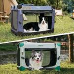 Gardner Pet Soft Collapsible Dog Crate - 30 Inch Portable Travel Dog Crate for Small/Medium Dogs Indoor & Outdoor, 3-Door Pet Crate with Durable Mesh Windows & Storage Bag, Blue