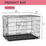 FDW Extra Large Dog Crate Dog Kennel Cage with Double Door,48 inch Folding Metal Wire Dog Cage with Removable Tray&Divider Panel,Pet Crate for Large Dogs,Black