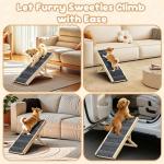 Pawaboo Foldable Dog Ramp, Small Dog Ramp for Couch Low Bed, 4 Adjustable Height from 13'' to 21", Stable Pet Steps with Non-Slip Pad, Portable Pet Ramps Use for Couch Sofa Stairs, Wood