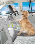 Dog Car Seat Cover, 600D Heavy Durable Dog Seat Cover for Back Seat, 100% Waterproof Scratch Proof Nonslip Dog Hammock for Car with Side Flap, Pet Back Seat Covers for Cars with SeatBelt Gray