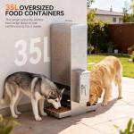 Chipak 35L Automatic Dog Feeder for Two Large Dogs with Timer, Stainless Steel Pet Food Dispenser W/Programmable Feeding Schedule,Dual Tray (35L)