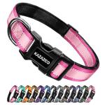 Kazazoo Reflective Dog Collar with Soft Padding Dog Collar for Medium & Small Dogs, No Pull, Heavy Duty, Adjustable Nylon Collar with Quick-Release Buckle, Walking Training Pink-S