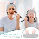 Cute Gray Rabbit Ears Headband Frog Eye Elastic to Wash Face for Women Makeup Shower Spa (1 Pack)
