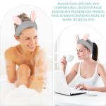 Cute Gray Rabbit Ears Headband Frog Eye Elastic to Wash Face for Women Makeup Shower Spa (1 Pack)
