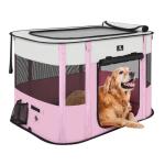 X-ZONE PET Dog Playpen, Puppy Cat Play Pen Portable Foldable Indoor/Outdoor Tent Crate Cage, Portable Pet Crate Medium Size Pink 33"