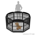 IRIS USA Dog Playpen 34" Tall Dog Playpen Indoor – 8-Panel Puppy Playpen, 63 x 63 x 35, Extra Tall Dog Play Pen Indoors for Large Dogs, Plastic Pet Playpen, Indoor Dog Pen, Black