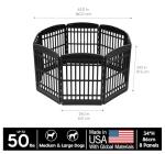IRIS USA Dog Playpen 34" Tall Dog Playpen Indoor – 8-Panel Puppy Playpen, 63 x 63 x 35, Extra Tall Dog Play Pen Indoors for Large Dogs, Plastic Pet Playpen, Indoor Dog Pen, Black