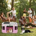 X-ZONE PET Dog Playpen, Puppy Cat Play Pen Portable Foldable Indoor/Outdoor Tent Crate Cage, Portable Pet Crate Medium Size Pink 33"