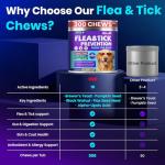 Flea and Tick Support for Dogs Chewable, 300 Soft Chews, Skin & Coat Support, Digestive Support, Chicken Flavor, All Breeds & Sizes