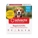 Advecta Ultra Flea and Tick Prevention for Dogs - Medium Dog Flea and Tick Treatment & Control - Mosquito Repellent - Fast Acting Waterproof Topical Drops, 2 Month Supply