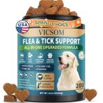 Flea and Tick Prevention for Dogs Chewable, 200 Soft Treats Natural Oral Dog Flea and Tick Treatment Chews Support Dog Skin & Digestive Supplement for Dogs Puppies All Breeds & Ages, Beef Flavor