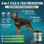 Flea and Tick Prevention for Dogs Chewable, 200 Soft Treats Natural Oral Dog Flea and Tick Treatment Chews Support Dog Skin & Digestive Supplement for Dogs Puppies All Breeds & Ages, Beef Flavor