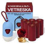 VETRESKA Dog Poop Bag with Dispenser, Leak Proof and Extra Thick Pet Waste Bags for Dog Walking and Cat Litter, Rose & Amberwood Scented, 105 Count
