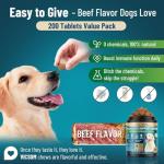 Flea and Tick Prevention for Dogs Chewable, 200 Soft Treats Natural Oral Dog Flea and Tick Treatment Chews Support Dog Skin & Digestive Supplement for Dogs Puppies All Breeds & Ages, Beef Flavor
