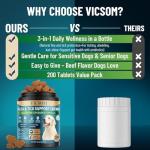 Flea and Tick Prevention for Dogs Chewable, 200 Soft Treats Natural Oral Dog Flea and Tick Treatment Chews Support Dog Skin & Digestive Supplement for Dogs Puppies All Breeds & Ages, Beef Flavor