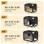 Veehoo Large Dog Crate for Indoor Outdoor, Portable Collapsible Travel Dogs Crate, 42 Inch Soft Foldable Pet Kennel with 4-Door Mesh Windows