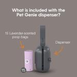 Pet Genie - On-the-Go Dog Poop Bag Dispenser for Leash - Compact & Easy to Use Device for Pet Supplies with 2-Point Secure Attachment, Includes 1 Roll (15 count) of Scented Poop Bags, (Lavender Scent)