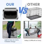 Dog Crate,36x25x25 Inch Large Dog Crate for Large or Medium Dogs, Portable and Foldable Design of Dog Cage, Perfect for Travel or Home Use, Dog Kennel with 3-Door and Durable Mesh Windows, Light Grey