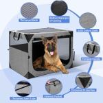 Dog Crate,36x25x25 Inch Large Dog Crate for Large or Medium Dogs, Portable and Foldable Design of Dog Cage, Perfect for Travel or Home Use, Dog Kennel with 3-Door and Durable Mesh Windows, Light Grey