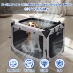 Dog Crate,36x25x25 Inch Large Dog Crate for Large or Medium Dogs, Portable and Foldable Design of Dog Cage, Perfect for Travel or Home Use, Dog Kennel with 3-Door and Durable Mesh Windows, Light Grey