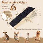2026 Upgraded Dog Ramp for Couch - Foldable Small Dog Ramp for Bed - 4 Adjustable Height from 12" to 20" - Portable Pet Stairs with Non-Slip Pad - Pet Ramps Use for Low Bed Couch Steps Up to 60LBS
