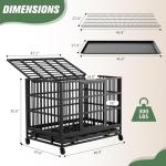 Shintenchi 48 inch Heavy Duty Crates for Large Dog, Indestructible and Escape-Proof Cage Kennel with Lockable Wheels, Double Door High Anxiety with Removable Tray, Black