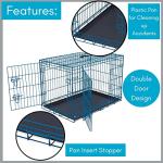 Internet's Best Wire Dog Kennel | Medium (36 Inches) | Double Door Metal Steel Crates | Indoor Outdoor Pet Home | Folding and Collapsible Cage | Blue
