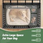 Shintenchi 48 inch Heavy Duty Crates for Large Dog, Indestructible and Escape-Proof Cage Kennel with Lockable Wheels, Double Door High Anxiety with Removable Tray, Black