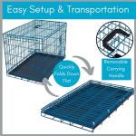 Internet's Best Wire Dog Kennel | Medium (36 Inches) | Double Door Metal Steel Crates | Indoor Outdoor Pet Home | Folding and Collapsible Cage | Blue