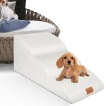 Topmart High Density Extended Foam Dog Ramp&Steps 3 Tiers,15.7" High,Non-Slip Dog Stairs with Waterproof Cover,Soft Foam Pet Ladder,Best for Injured,Older Cats,Pets with Joint Pain