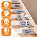 Dog Ramp for Stairs with Anti-Slip Bump for Small & Senior Dogs and Cats – Stair Wedges for Dogs with Gentle Slope, Pet Ramp with Washable Cover & Self-Sticky Pads for Safe Climbing (Gray, 1 Pack)