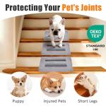 Dog Ramp for Stairs with Anti-Slip Bump for Small & Senior Dogs and Cats – Stair Wedges for Dogs with Gentle Slope, Pet Ramp with Washable Cover & Self-Sticky Pads for Safe Climbing (Gray, 1 Pack)