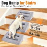Dog Ramp for Stairs with Anti-Slip Bump for Small & Senior Dogs and Cats – Stair Wedges for Dogs with Gentle Slope, Pet Ramp with Washable Cover & Self-Sticky Pads for Safe Climbing (Gray, 1 Pack)