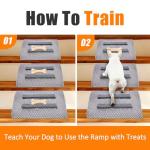 Dog Ramp for Stairs with Anti-Slip Bump for Small & Senior Dogs and Cats – Stair Wedges for Dogs with Gentle Slope, Pet Ramp with Washable Cover & Self-Sticky Pads for Safe Climbing (Gray, 1 Pack)