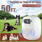 JUNZUP Anti Barking Device for Dogs, 50FT Ultrasonic Bark Control, Rechargeable Remote Control Dog Bark Deterrent with 4 Modes & 5 Frequencies, Dog Training for Outdoor, White