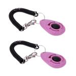 Mozff 2Pcs Pink Dog Clicker for Training Easy to Use with Button Dog Training Accessories Strong and Long-Lasting, Training and Behavior Aids