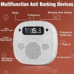 JUNZUP Anti Barking Device for Dogs, 50FT Ultrasonic Bark Control, Rechargeable Remote Control Dog Bark Deterrent with 4 Modes & 5 Frequencies, Dog Training for Outdoor, White