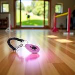 Mozff 2Pcs Pink Dog Clicker for Training Easy to Use with Button Dog Training Accessories Strong and Long-Lasting, Training and Behavior Aids