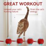 Guyugoey Interactive Electric Automatic Rolling Moving Rechargeable Self Play Stimulation Toy,Smart Pet Chase Ball with Speedy Tail Rope for Bored Indoor Cats Enrichment,stimulating Dogs Toy (Red)