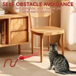 Guyugoey Interactive Electric Automatic Rolling Moving Rechargeable Self Play Stimulation Toy,Smart Pet Chase Ball with Speedy Tail Rope for Bored Indoor Cats Enrichment,stimulating Dogs Toy (Red)