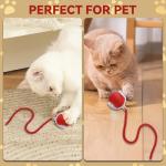 Guyugoey Interactive Electric Automatic Rolling Moving Rechargeable Self Play Stimulation Toy,Smart Pet Chase Ball with Speedy Tail Rope for Bored Indoor Cats Enrichment,stimulating Dogs Toy (Red)