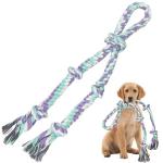 AmaCielo Dog Rope Toys for Large/Medium Aggressive Chewers, Tough Cotton Chew Toy, 3 Feet 5 Knots Indestructible, Tug of War Dog Pull Rope Teeth Cleaning (5 knot-19.5In)
