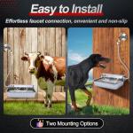 PETHIND 1Gal/3.8L Automatic Water Dispenser for Dogs, Patented Automatic Dog Waterer Bowl for Outdoor, Stainless Steel Water Bowl Dispenser for Livestock Chicken, Dog Feeder Fit 3/4'' GHT Faucet