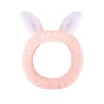 Jowmoy Cute Light Pink Rabbit Ears Headband Frog Eye Elastic to Wash Face for Women Makeup Shower Spa (1 Pack)